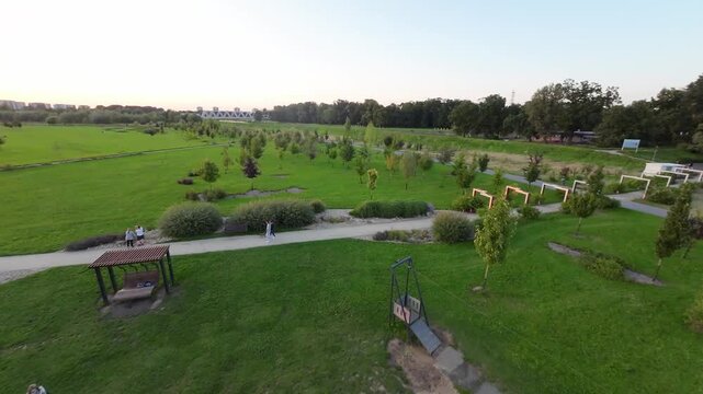 playground in the park drone fpv shot