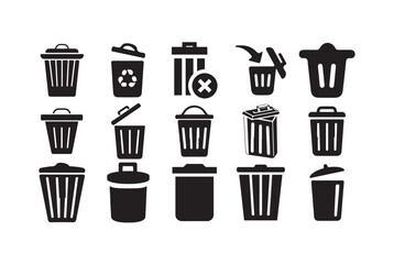 Trash Bin icon set, delete button, trash can icon, delete sign and symbol, vector illustration eps 10.