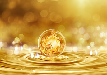 gold bubble and molecule