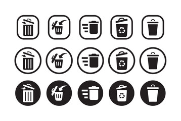Trash Bin icon set, delete button, trash can icon, delete sign and symbol, vector illustration eps 10.