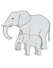 Fototapeta premium Two elephants, one large and one small, side by side