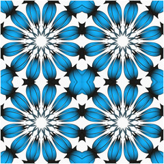 Evil eye beads follow each other's mandala patterns, blue evil eye beads