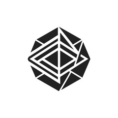 Geometric Abstract Shape Logo in Black and White vector illustration
