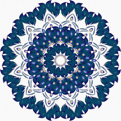 Evil eye beads follow each other's mandala patterns, blue evil eye beads