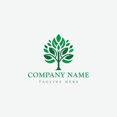 Green stylized tree logo with vector