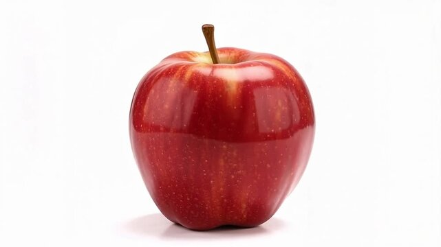 A perfectly formed apple rotates smoothly against a clean white backdrop, showcasing its vibrant color and natural texture for fresh food concepts.