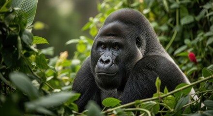 Fototapeta premium Majestic gorilla in lush jungle