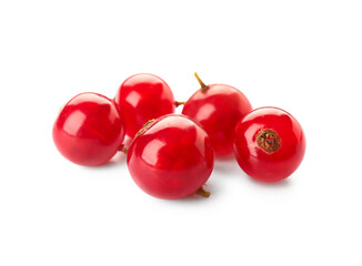 Fresh red currants on white background