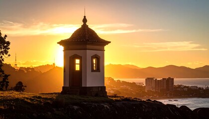 Sunset over coastal lookout