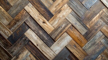 Reclaimed plank texture herringbone pattern weathered wood flooring background natural aged timber rustic parquet design sustainable materials eco-friendly