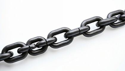 Obraz premium Heavy duty metal chain with interlocking links, strength, durability, industrial design. Secure connecting element perfect for construction, transport, rigging applications, signifying stability,