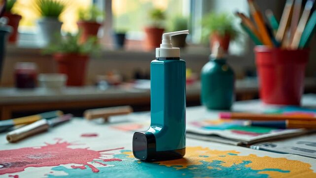 inhaler asthma, relief breathing, medication spray. Respiratory care. Inhaler assists sudden breathlessness. Medication dispenses immediate airway. Treatment plan stabilizes symptoms.