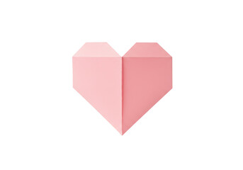 Fototapeta premium Pink origami heart isolated on transparent background, a symbol of love and romance, perfect for valentines day or any celebration of affection