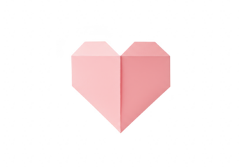 Pink origami heart isolated on transparent background, a symbol of love and romance, perfect for valentines day or any celebration of affection