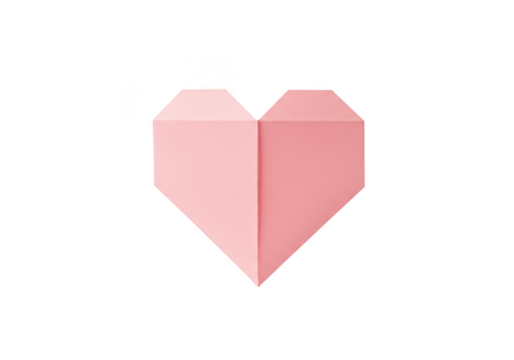 Pink origami heart isolated on transparent background, a symbol of love and romance, perfect for valentines day or any celebration of affection