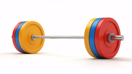 Achieve your fitness goals with this vibrant, colorful barbell ready for any workout session