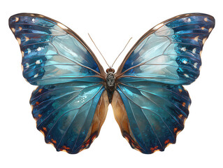 Stunning blue morpho butterfly with intricate wing patterns isolated on transparent background