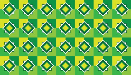 Fototapeta premium Green and yellow geometric diamond seamless pattern