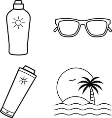 Water Bottle & Sunglasses Summer Icons
