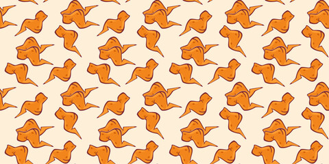 Fried chicken seamless pattern background. Fried chicken pattern. Fast food pattern background. Chicken leg. Perfect for fabrics, textile, wallpaper, and decor. 