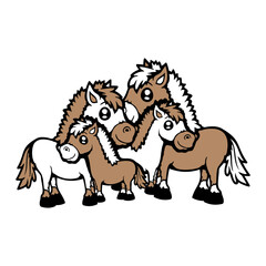 4 horses family children mum dad father mother fun