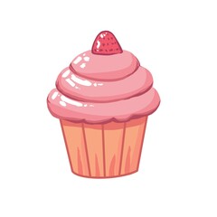 pink cupcakes, pink delicate sweets cupcakes look like ice cream in shape cupcakes , Cupcake illustration