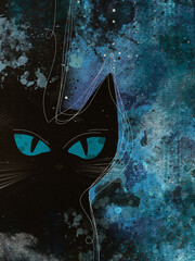 Cat head animal illustration for t-shirt, picture, notebook