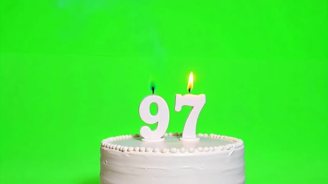 Celebrate milestone birthdays with a festive cake and burning candles, perfect for capturing joyous moments and 97th anniversaries.