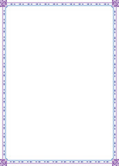 Ornamental frame features violet and blue lines along the border with transparent background