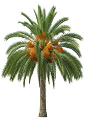 Palm tree with dates tropical plant isolated on transparent background