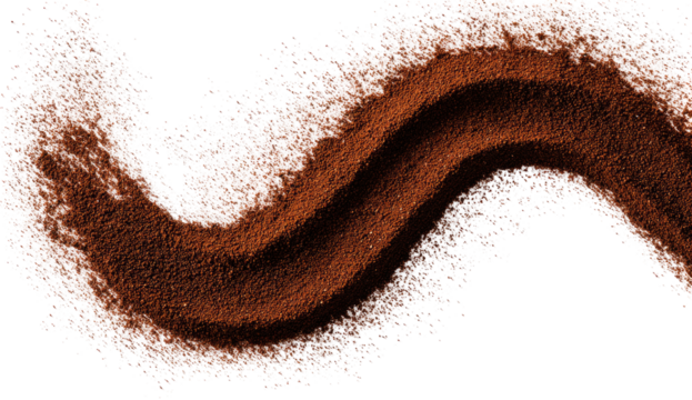 Abstract swirling pattern of textured brown and tan particles