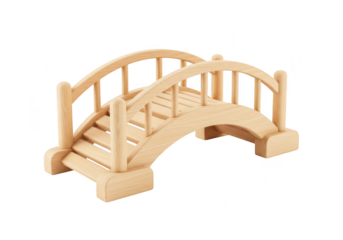 Small wooden garden bridge isolated on transparent background