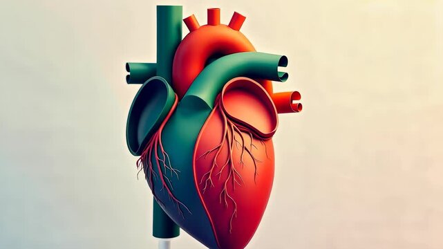 human heart, cardiac anatomy, valve function. Heart efficiency. Capillaries dilate during exercise. Artery thickness aids blood flow. 3D medical render of heart anatomy.