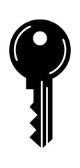 A simple and elegant black key icon on a white background, symbolizing security and access.