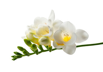 Naklejka premium Elegant white freesia blossom floral arrangement isolated on transparent background