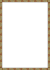 Rectangular ethnic pattern frame featuring sun, moon, squares, and zigzag with a transparent background