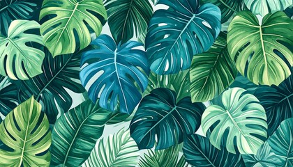 Fototapeta premium Vibrant tropical leaf pattern