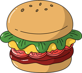 Cartoon Illustration of a Burger