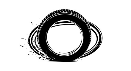 Dynamic tire track design element for automotive themes and branding with a grunge aesthetic adds a bold statement
