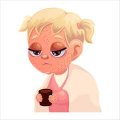 Vector illustration of a child with measles