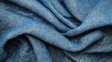 Chambray cotton fabric texture with natural blue woven fibers creating soft layered textile background for seamless web design eco-conscious applications