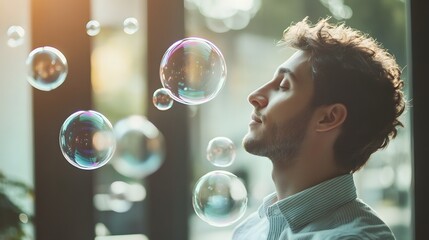 the image features a person with closed eyes and curly hair, shown in a relaxed side profile