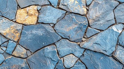 Obraz premium Flagstone texture natural blue stone surface with irregular weathered shapes fitted together creating authentic paving pattern for web design backgrounds