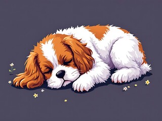 Sleeping Cavalier King Charles Spaniel resting paws