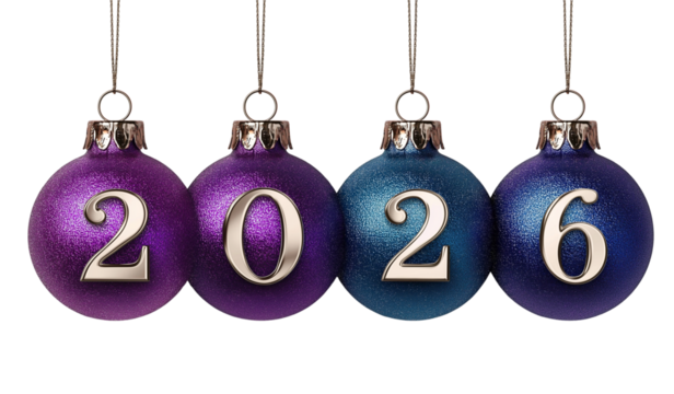 Happy new year 2026, 3d font on transparent background, png