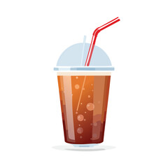 Iced Cola in Dome-Lid Plastic Cup with Straw - AI Generated