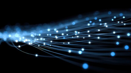 Abstract Glowing Blue Lines On Black Background