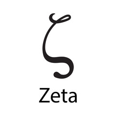 Fototapeta premium Black zeta symbol icon name greek design vector template