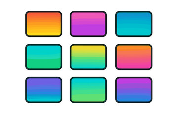 Vibrant gradient color palette set. Modern smooth colorful backgrounds for UI/UX design, app icons, web banners. Bright abstract mesh gradient collection. Vector illustration.