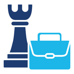 Business Icon In Blue Monochrome Flat Design, Vector Illustration